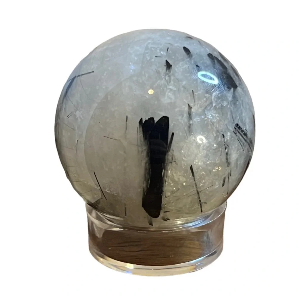 Tourmilated Quartz Sphere with stand - Picture 1 of 2